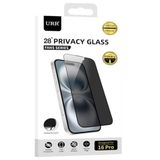 URR Apple iPhone 16 Pro ile Uyumlu Fans Series 28° Gizlilik Cam Ekran Koruyucu, Siyah