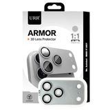 URR Apple iPhone 17 Pro ile Uyumlu Armor 3D Lens Koruyucu, Gümüş