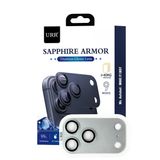 URR Apple iPhone 17 Pro ile Uyumlu Sapphire Armor Kamera Lens Koruyucu, Titanyum Çerçeve, Gümüş