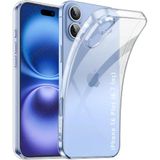 URUCHI Crystal Şeffaf Kılıf iPhone 16 Plus için, [Sararma Önleyici] [Kamera Koruma] [Askeri Sınıf Düşme Testi] Şeffaf Şok Geçirmez Koruyucu Yumuşak Silikon İnce Kapak