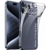 URUCHI Crystal Şeffaf Kılıf iPhone 17 Pro için, [Sararma Önleyici] [Kamera Koruma] [Askeri Sınıf Düşme Testi] Şeffaf Şok Geçirmez Koruyucu Yumuşak Silikon İnce Kapak