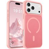 URUCHI Güçlü Manyetik Telefon Kılıfı, iPhone 18 Pro / 17 Pro, [Mag-Safe ile Uyumlu] [Askeri Düzey Düşme Koruması] [Güçlü Silikon Kenarlar] İnce Yarı Saydam Mat Koruyucu Kılıf (Açık Pembe)