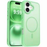 URUCHI Güçlü Manyetik Telefon Kılıfı, [Mag-Safe ile Uyumlu] [Askeri Düzey Düşme Koruması] [Güçlü Silikon Kenarlar] İnce Yarı Saydam Mat Koruyucu Kılıf (Açık Yeşil, iPhone 16 6,1 inç)