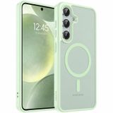 URUCHI Güçlü Manyetik Telefon Kılıfı, [Mag-Safe ile Uyumlu] [Askeri Düzey Düşme Koruması] [Güçlü Silikon Kenarlar] İnce Yarı Saydam Mat Koruyucu Kılıf (Açık Yeşil, Samsung S25 / S24)