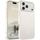 URUCHI Güçlü Manyetik Telefon Kılıfı, [Mag-Safe ile Uyumlu] [Askeri Düzey Düşme Koruması] [Güçlü Silikon Kenarlar] İnce Yarı Saydam Mat Koruyucu Kılıf (Antik Beyaz, iPhone 17 Pro Max)