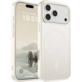 URUCHI Güçlü Manyetik Telefon Kılıfı, [Mag-Safe ile Uyumlu] [Askeri Düzey Düşme Koruması] [Güçlü Silikon Kenarlar] İnce Yarı Saydam Mat Koruyucu Kılıf (Antik Beyaz, iPhone 17 Pro)