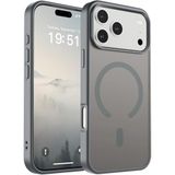 URUCHI Güçlü Manyetik Telefon Kılıfı, [Mag-Safe ile Uyumlu] [Askeri Düzey Düşme Koruması] [Güçlü Silikon Kenarlar] İnce Yarı Saydam Mat Koruyucu Kılıf (Gri, iPhone 17 Pro)