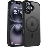 URUCHI Güçlü Manyetik Telefon Kılıfı, [Mag-Safe ile Uyumlu] [Askeri Düzey Düşme Koruması] [Güçlü Silikon Kenarlar] İnce Yarı Saydam Mat Koruyucu Kılıf (Siyah, iPhone 16 6,1 inç)