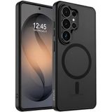 URUCHI Güçlü Manyetik Telefon Kılıfı, [Mag-Safe ile Uyumlu] [Askeri Düzey Düşme Koruması] [Güçlü Silikon Kenarlar] İnce Yarı Saydam Mat Koruyucu Kılıf (Siyah, Samsung S26 Ultra)