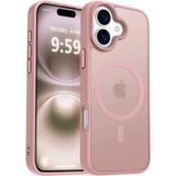 URUCHI Güçlü Manyetik Telefon Kılıfı, [Mag-Safe ile Uyumlu] [Askeri Düzey Düşme Koruması] [Güçlü Silikon Kenarlar] İnce Yarı Saydam Mat Koruyucu Kılıf (Toz Pembe, iPhone 16 6,1 inç)