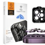 URUCHI iPhone 14 Pro / 14 Pro Max / 15 Pro / 15 Pro Max SAFİR PREMIUM Kamera Lens Koruyucu, [Orijinal Tasarım] Çizilmez 9H Temperli Cam Kamera Ekran Koruyucu, Metal Lens, Mor