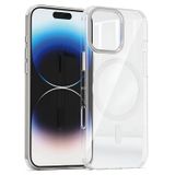 URUCHI iPhone 15 Pro ile uyumlu MagSafe Şeffaf Kılıf – Dört Köşe Darbe Koruması, Metal Kamera Çerçevesi ve Tuşlar, Sararmaya Dayanıklı Şeffaf Arka Yüzey, Platinum Serisi, Beyaz