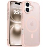 URUCHI iPhone 16 ile Uyumlu Güçlü Manyetik Telefon Kılıfı, [Mag-Safe ile Uyumlu] [Askeri Düzey Düşme Koruması] [Güçlü Silikon Kenarlar] İnce Yarı Saydam Mat Koruyucu Kılıf (Toz Pembe)