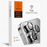 URUCHI Kamera Lens Koruyucu, Safir Cam, Alüminyum Alaşım Çerçeve, Kolay Kurulum, HD Kalite, Güçlü Yapışma, Çubuk Sökme Aparatlı (Gümüş, iPhone 17 Pro / 17 Pro Max)