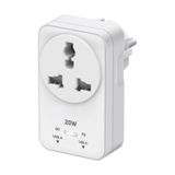Ürün Adı: 20W PD Hızlı Şarjlı Akım Korumalı Kompakt Priz | 2500W | USB-C & USB-A | 18W QC Hızlı Şarj, Beyaz