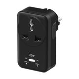 Ürün Adı: 20W PD Hızlı Şarjlı Akım Korumalı Kompakt Priz | 2500W | USB-C & USB-A | 18W QC Hızlı Şarj, Siyah