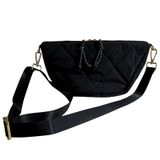 Ürün Adı: Design Studio Half Moon Bag Kadın Çapraz Omuz Çantası, Siyah Renk Kapitone Kumaş, Ayarlanabilir Askılı, Çift Fermuarlı, Günlük Omuz Çantası