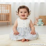Ürünya Doğum Günü Abiye Kız Bebek Çiçekli Kolsuz Elbise 6-24 Ay - Mavi - 1 Yaş