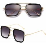 Urzglasses Yeni Sezon Mavi Camlı Metal Çerçeveli UV400 Korumalı Güneş Gözlüğü - Gold - Siyah