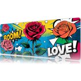 Urzuva Boom & Blossom 70X30 3mm Kalınlık Premium Gaming Oyuncu Mousepad, Anti Slip Xxl Mouse Pad - Çok Renkli