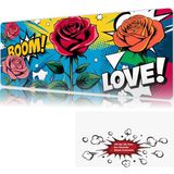 Urzuva Boom & Blossom 90X40 4mm Kalınlık Premium Gaming Oyuncu Mousepad, Anti Slip Xxl Mouse Pad - Çok Renkli