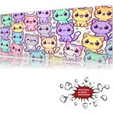 Urzuva Candy Cats 90X40 4mm Kalınlık Premium Gaming Oyuncu Mousepad, Anti Slip Xxl Mouse Pad - Çok Renkli
