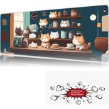 Urzuva Cat Cafe Harmony 2 90X40 4mm Kalınlık Premium Gaming Oyuncu Mousepad, Anti Slip Xxl Mouse Pad - Çok Renkli