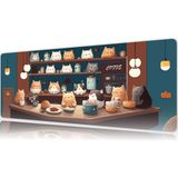 Urzuva Cat Cafe Harmony 80X30 3mm Kalınlık Premium Gaming Oyuncu Mousepad, Anti Slip Xxl Mouse Pad - Çok Renkli