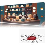 Urzuva Cat Cafe Harmony 90X40 4mm Kalınlık Premium Gaming Oyuncu Mousepad, Anti Slip Xxl Mouse Pad - Çok Renkli