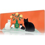 Urzuva Cat Portraits 80X30 3mm Kalınlık Premium Gaming Oyuncu Mousepad, Anti Slip Xxl Mouse Pad - Çok Renkli