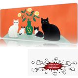 Urzuva Cat Portraits 90X40 4mm Kalınlık Premium Gaming Oyuncu Mousepad, Anti Slip Xxl Mouse Pad - Çok Renkli