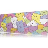 Urzuva Color Meow 70X30 3mm Kalınlık Premium Gaming Oyuncu Mousepad, Anti Slip Xxl Mouse Pad - Çok Renkli