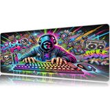 Urzuva Cyber Graffiti 80X30 3mm Kalınlık Premium Gaming Oyuncu Mousepad, Anti Slip Xxl Mouse Pad - Çok Renkli