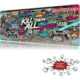 Urzuva Cyber Graffiti 90X40 4mm Kalınlık Premium Gaming Oyuncu Mousepad, Anti Slip Xxl Mouse Pad - Çok Renkli