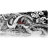 Urzuva Ember Dragon 90X40 4mm Gaming Oyuncu Mouse Pad Kaymaz Taban Büyük Klavye Fare Altlığı Mousepad - 80x30 - Siyah - Beyaz