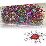 Urzuva Graffiti Madness 90X40 4mm Kalınlık Premium Gaming Oyuncu Mousepad, Anti Slip Xxl Mouse Pad - Çok Renkli