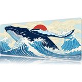 Urzuva Great Wave Whale 80X30 3mm Kalınlık Premium Gaming Oyuncu Mousepad, Anti Slip Xxl Mouse Pad - Çok Renkli