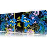 Urzuva Hands Of The Oni Blue 80X30 3mm Kalınlık Premium Gaming Oyuncu Mousepad, Anti Slip Xxl Mouse Pad - Çok Renkli