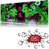 Urzuva Hands Of The Oni Green 90X40 4mm Kalınlık Premium Gaming Oyuncu Mousepad, Anti Slip Xxl Mouse Pad - Çok Renkli