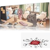 Urzuva Lazy Afternoon 90X40 4mm Kalınlık Premium Gaming Oyuncu Mousepad, Anti Slip Xxl Mouse Pad - Çok Renkli