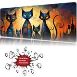 Urzuva Midnight Whiskers 90X40 4mm Kalınlık Premium Gaming Oyuncu Mousepad, Anti Slip Xxl Mouse Pad - Çok Renkli