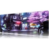 Urzuva Neon Rain & Sakura 70X30 3mm Kalınlık Premium Gaming Oyuncu Mousepad, Anti Slip Xxl Mouse Pad - Çok Renkli