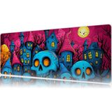 Urzuva Neon Skull Hallowen 80X30 3mm Kalınlık Premium Gaming Oyuncu Mousepad, Anti Slip Xxl Mouse Pad - Çok Renkli