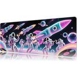 Urzuva Neon Space Parade 80X30 3mm Kalınlık Premium Gaming Oyuncu Mousepad, Anti Slip Xxl Mouse Pad - Çok Renkli