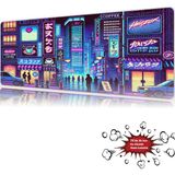Urzuva Neon Tokyo Nights 90X40 4mm Kalınlık Premium Gaming Oyuncu Mousepad, Anti Slip Xxl Mouse Pad - Çok Renkli