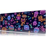 Urzuva Pastel Pop Neon 70X30 3mm Kalınlık Premium Gaming Oyuncu Mousepad, Anti Slip Xxl Mouse Pad - Çok Renkli