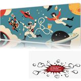 Urzuva Retro Space Crew 90X40 4mm Kalınlık Premium Gaming Oyuncu Mousepad, Anti Slip Xxl Mouse Pad - Çok Renkli