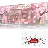 Urzuva Sakura Cafe 90X40 4mm Kalınlık Premium Gaming Oyuncu Mousepad, Anti Slip Xxl Mouse Pad - Çok Renkli