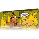 Urzuva This Is Fine 80X30 3mm Kalınlık Premium Gaming Oyuncu Mousepad, Anti Slip Xxl Mouse Pad - Çok Renkli