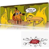 Urzuva This Is Fine 90X40 4mm Kalınlık Premium Gaming Oyuncu Mousepad, Anti Slip Xxl Mouse Pad - Çok Renkli